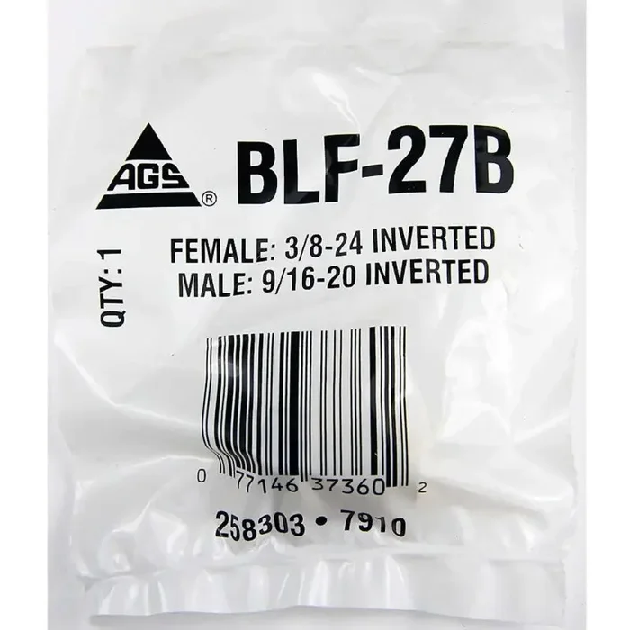 BLF-27B AGS Brake Line Fitting Adapts 9/16-20 Port to 3/16 Inch