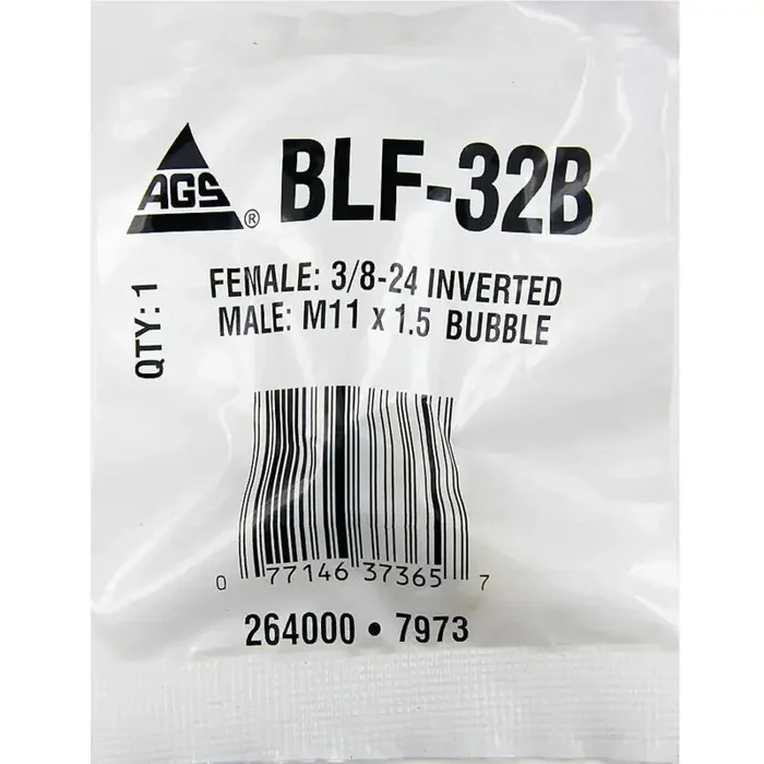 BLF-32B AGS Brake Line Fitting Adapts Metric Bubble Port to 3/16 Inch