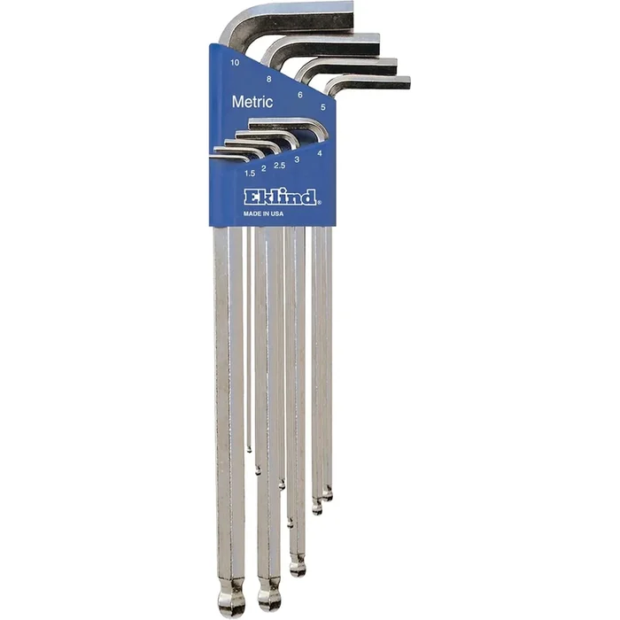 Eklind Set of 9 Bright Ball End Extra Long Hexagon L-Key with Holder – EK 17709 Hexagon L-Key Set