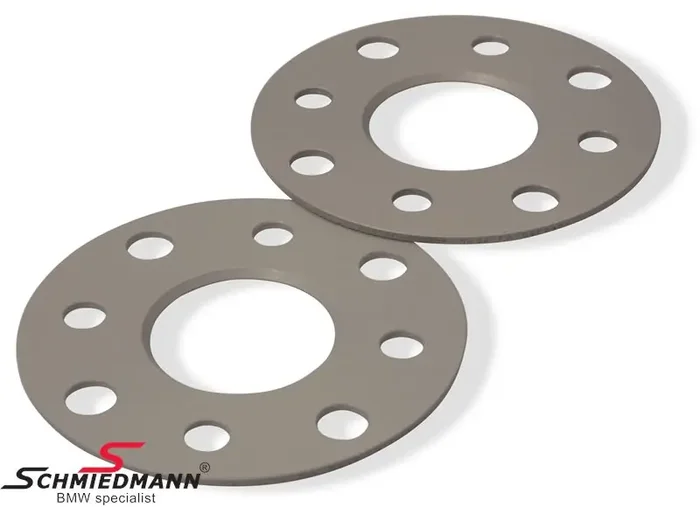 Wheel spacer set silver anodized alloy, per axle 6MM (3MM each side/wheel) 4 hole not hubcentric – system 5E, supplied without bolts